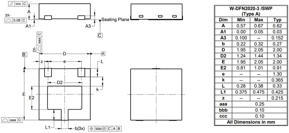 机械图纸 - Diodes Incorporated FMMT411FDBWQ低电压雪崩晶体管