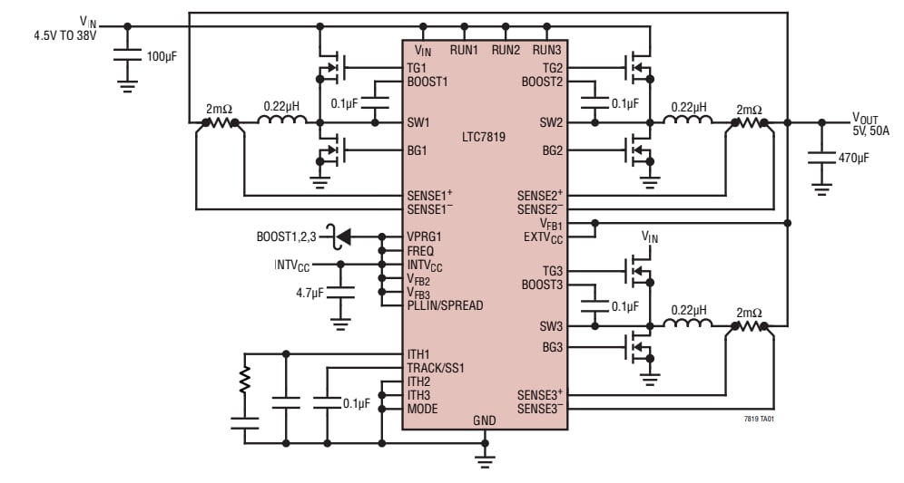 应用电路图 - Analog Devices Inc. LTC7819同步降压控制器