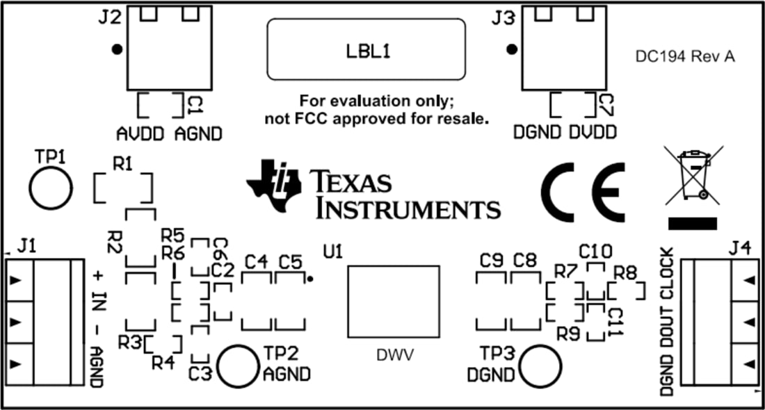 机械图纸 - Texas Instruments AMC1333M10EVM调制器评估模块 (EVM)