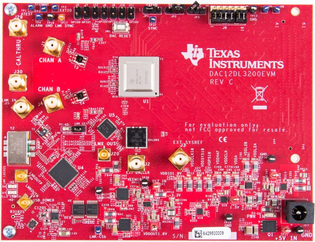 机械图纸 - Texas Instruments DAC12DL3200EVM DAC评估模块 (EVM)