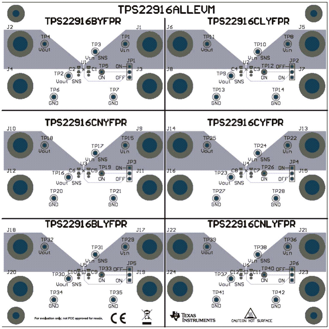 机械图纸 - Texas Instruments TPS22916ALLEVM负载开关评估模块