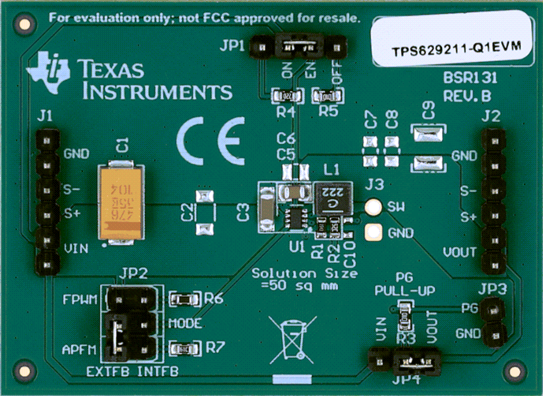 机械图纸 - Texas Instruments TPS629211-Q1EVM转换器评估模块