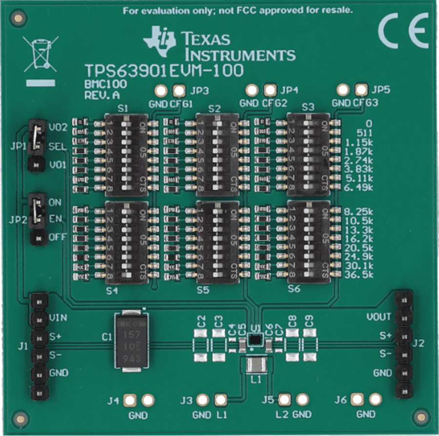 机械图纸 - Texas Instruments TPS63901EVM-100转换器评估模块