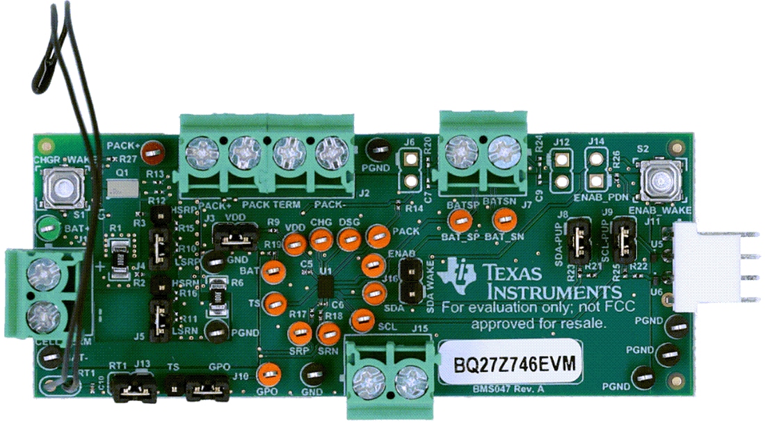 机械图纸 - Texas Instruments bq27Z746EVM-047电池管理器评估模块