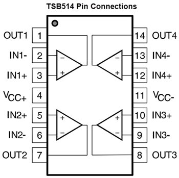 原理图 - STMicroelectronics TSB511/TSB512/TSB514 6MHz运算放大器