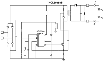 应用电路图 - onsemi NCL30486B/88B单极CC/CV PSR控制器