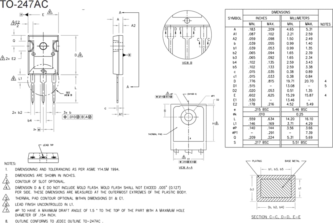 机械图纸 - Infineon Technologies 100 V至150 V StrongIRFET™功率MOSFET