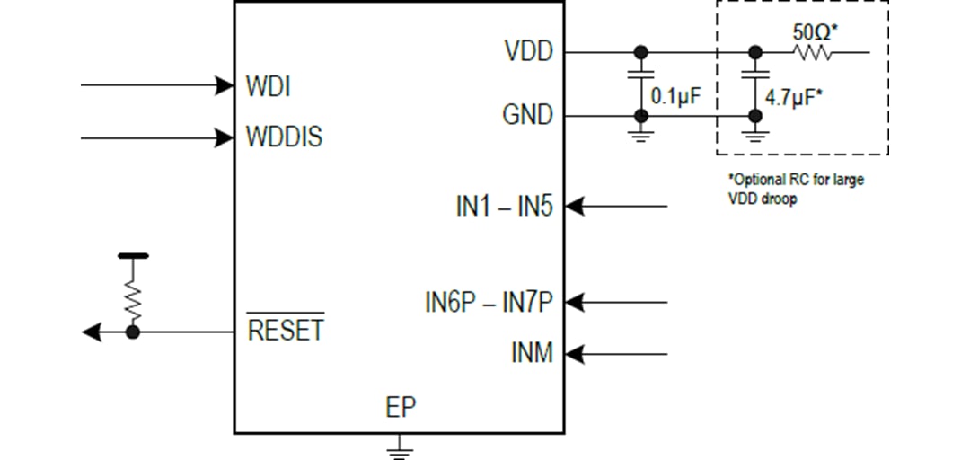 应用电路图 - Analog Devices / Maxim Integrated MAX20481汽车电源系统监控器