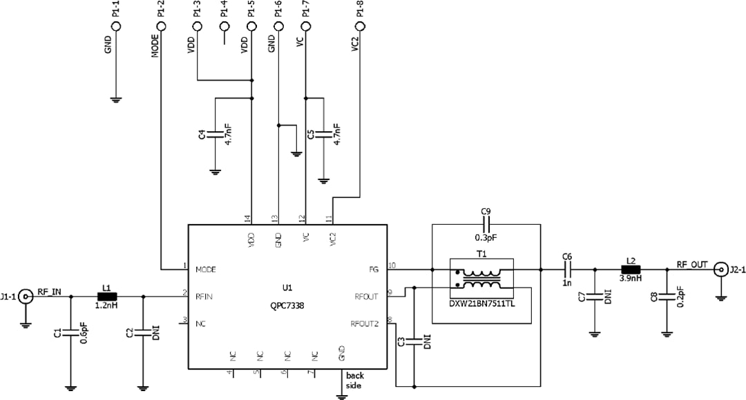 原理图 - Qorvo QPC7338PCBA评估板