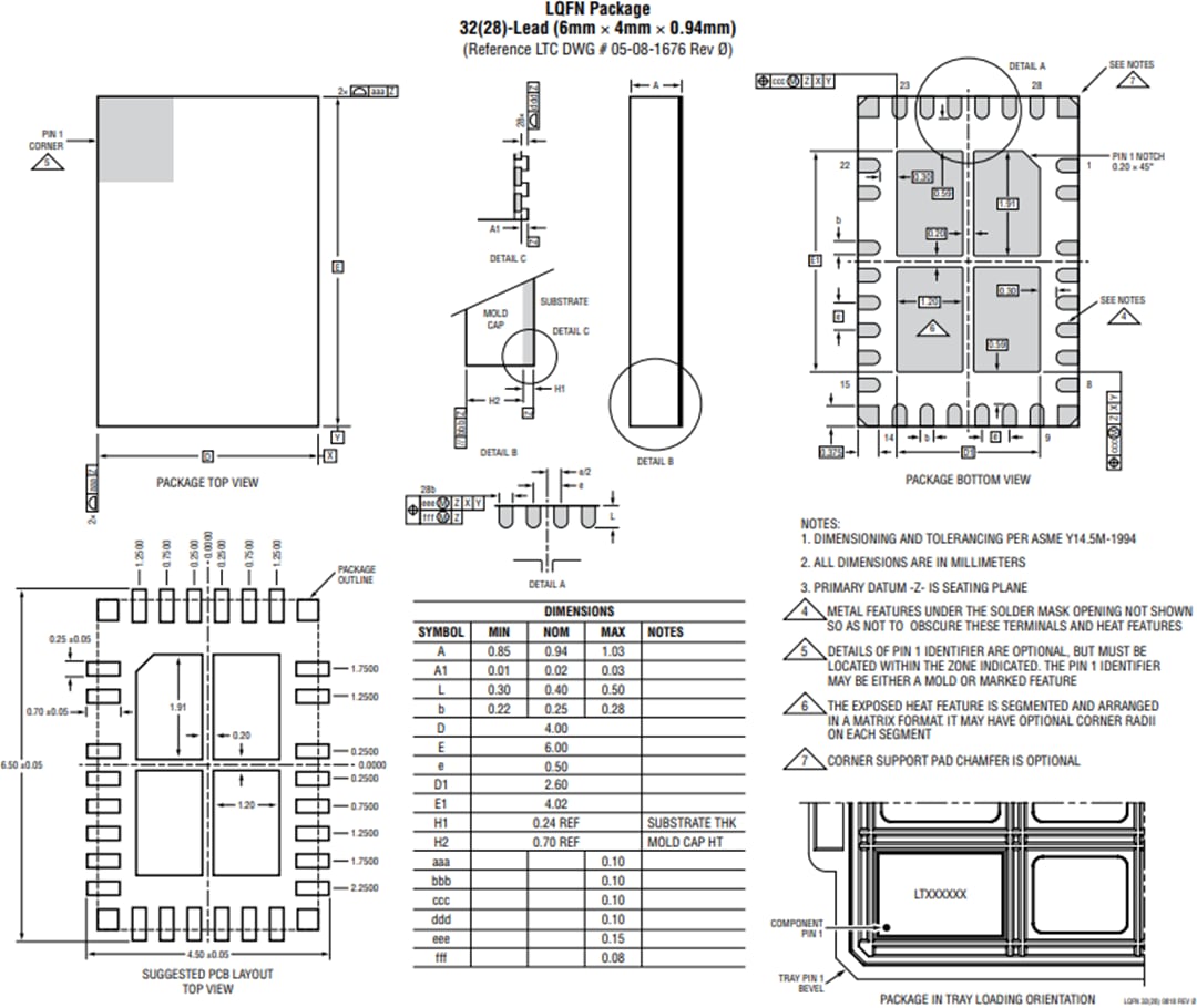 机械图纸 - Analog Devices Inc. LT8350/LT8350S同步降压-升压转换器