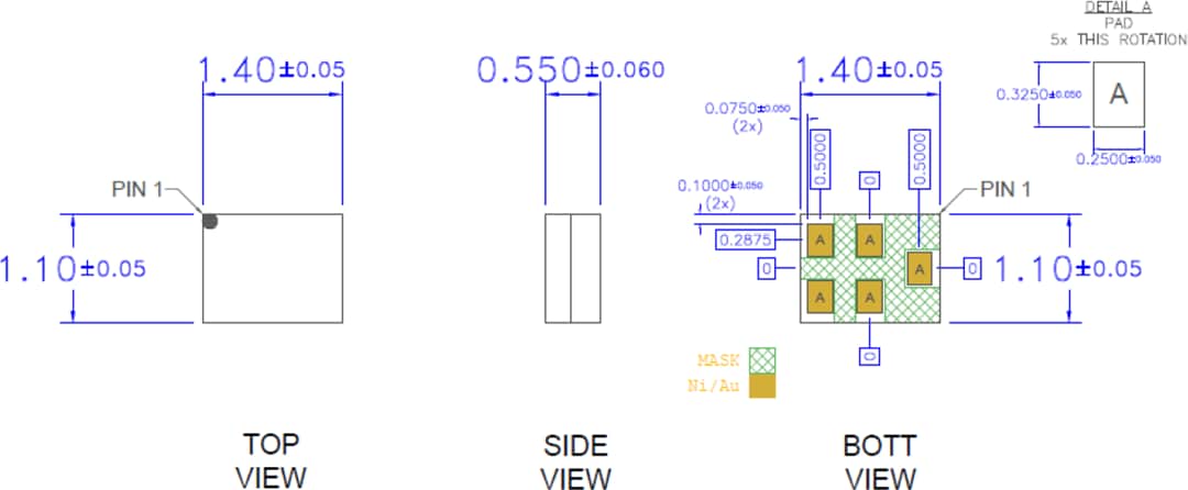 机械图纸 - Qorvo QPQ1041Q汽车频段41 BAW滤波器