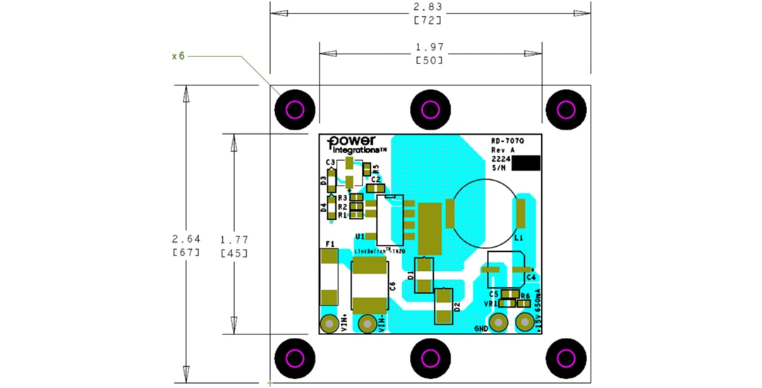 Mechanical Drawing - Power Integrations RDK-707Q Reference Design Kit