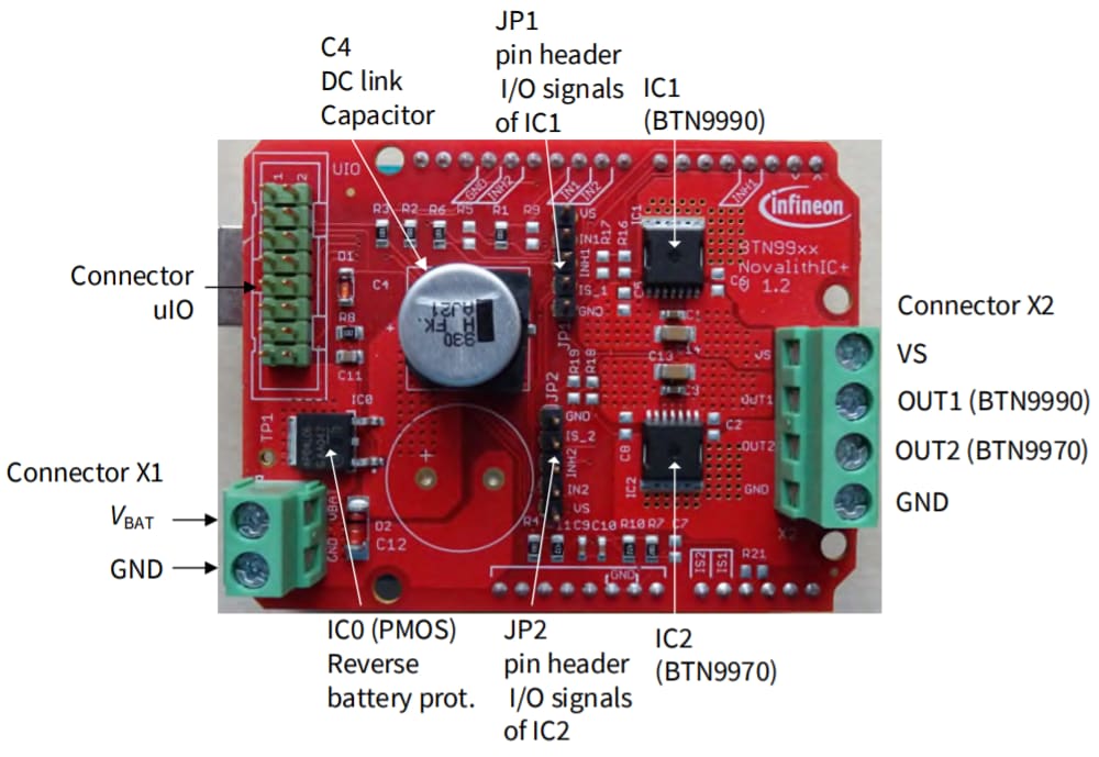 Infineon Technologies DCSHIELDBTN9970LVTOBO1直流电机控制扩展板