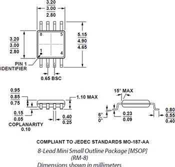机械图纸 - Analog Devices Inc. ADA4505微功耗放大器
