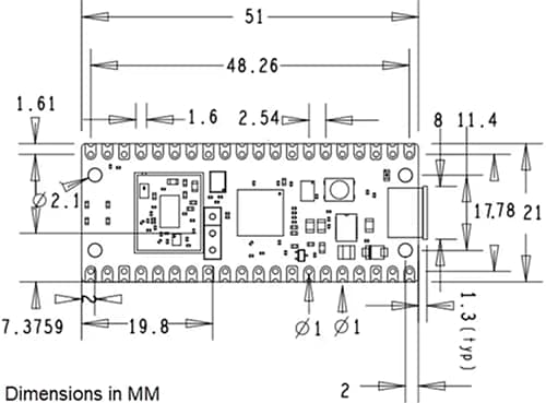 机械图纸 - Raspberry Pi Pico/Pico H/Pico W基于RP2040的MCU板