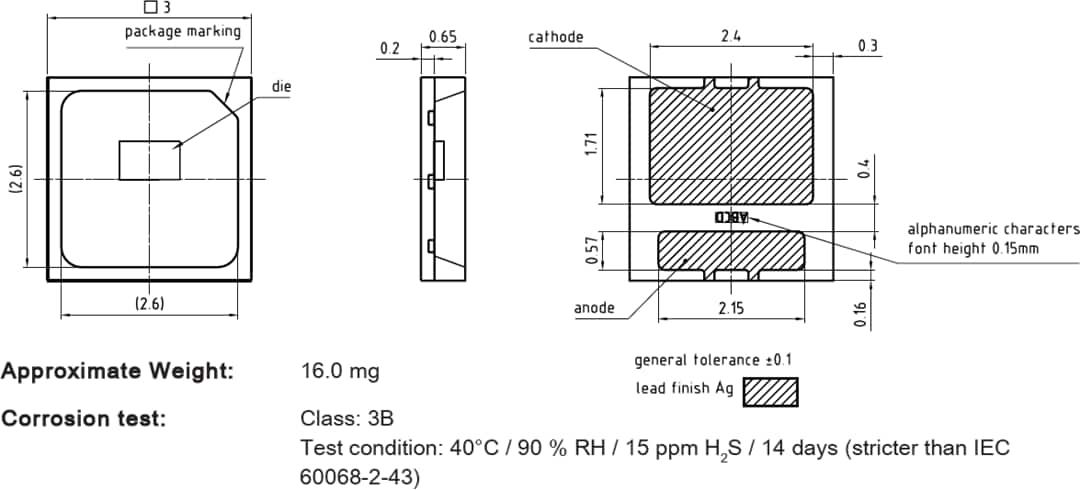机械图纸 - ams OSRAM SYNIOS®P3030 KW DSLP31。CE