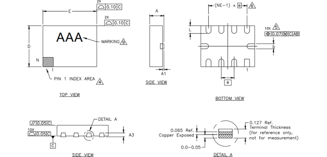 机械图纸 - Analog Devices / Maxim Integrated MAX40263双通道运算放大器