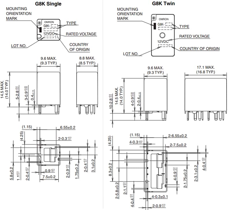 Omron Electronics G8K微型PCB功率继电器