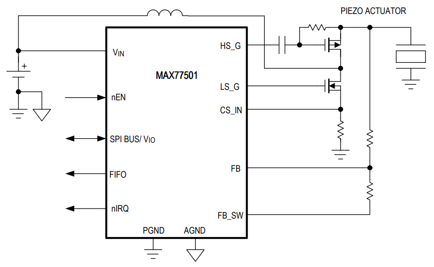 Analog Devices / Maxim Integrated MAX77501压电触觉执行器升压驱动器