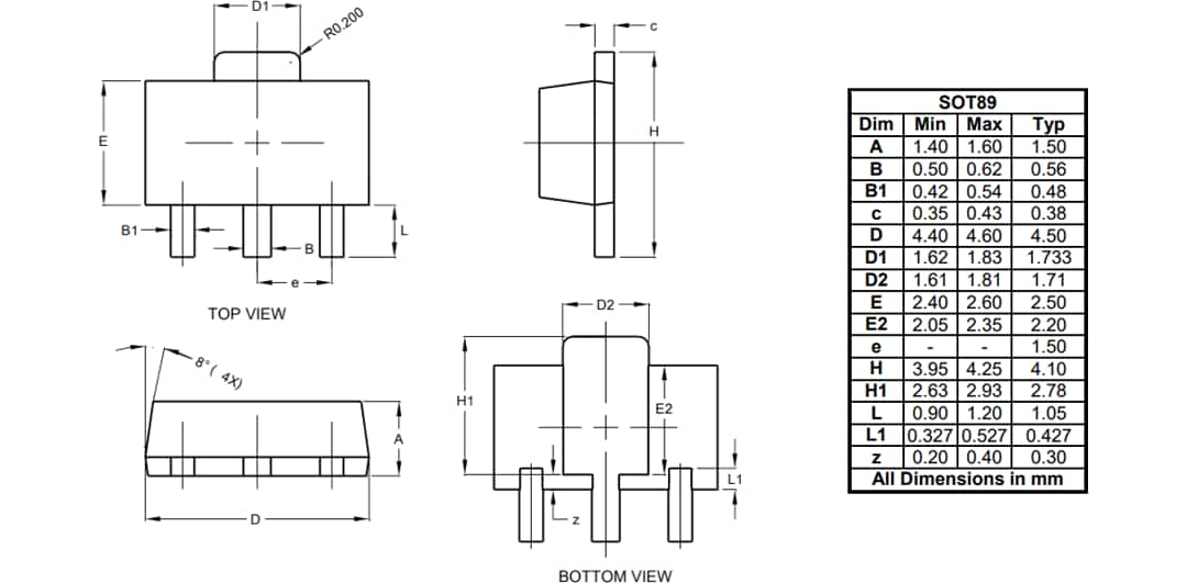 机械图纸 - Diodes Incorporated AP7375Q汽车用超低压差稳压器