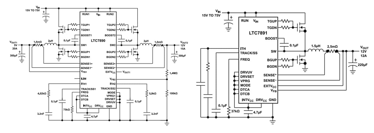 应用电路图 - Analog Devices Inc. LTC7890/1同步降压控制器
