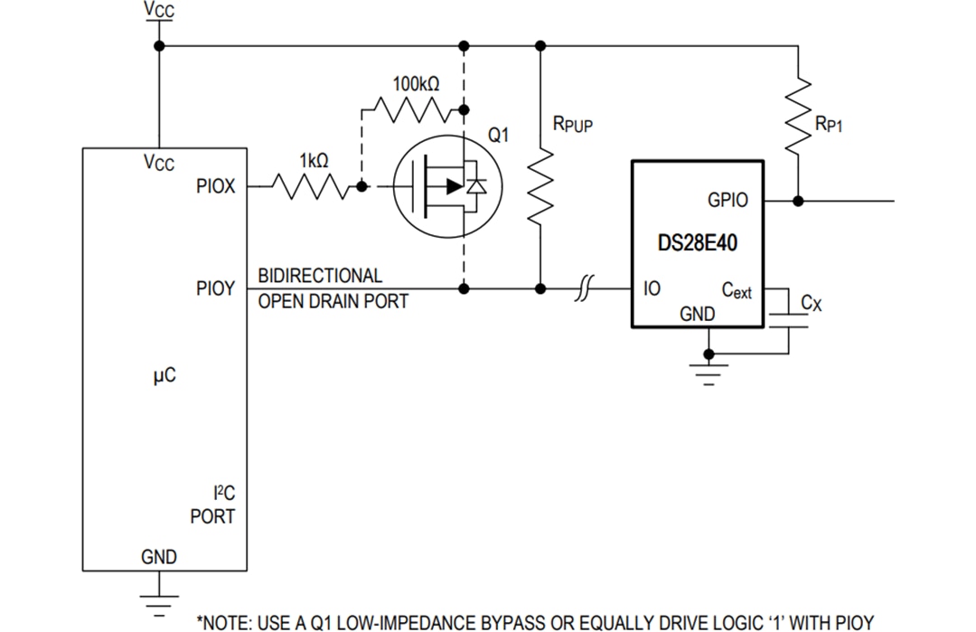 应用电路图 - Analog Devices / Maxim Integrated DS28E40 DeepCover®汽车1-Wire认证器