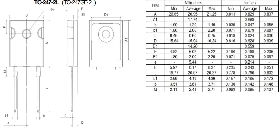 机械图纸 - ROHM Semiconductor RFx30TZ6S & RFx60TZ6S超快恢复二极管
