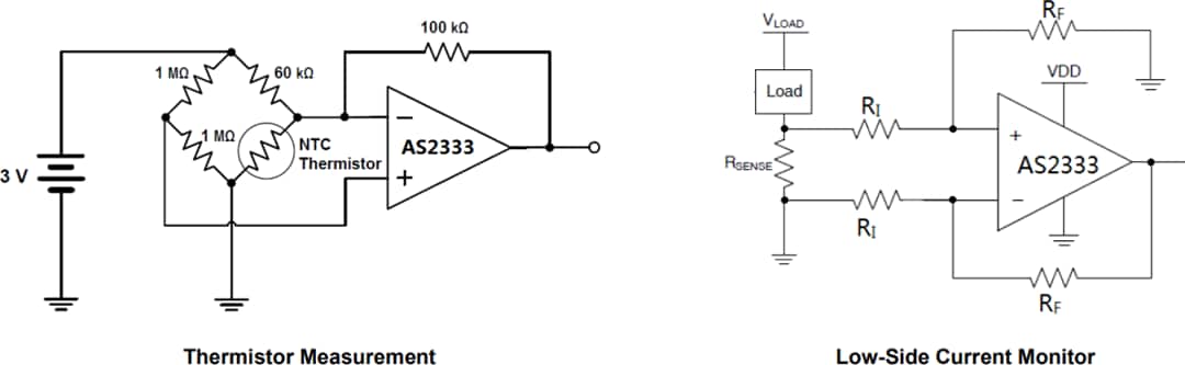 应用电路图 - Diodes Incorporated AS2333Q零漂移运算放大器（运放）