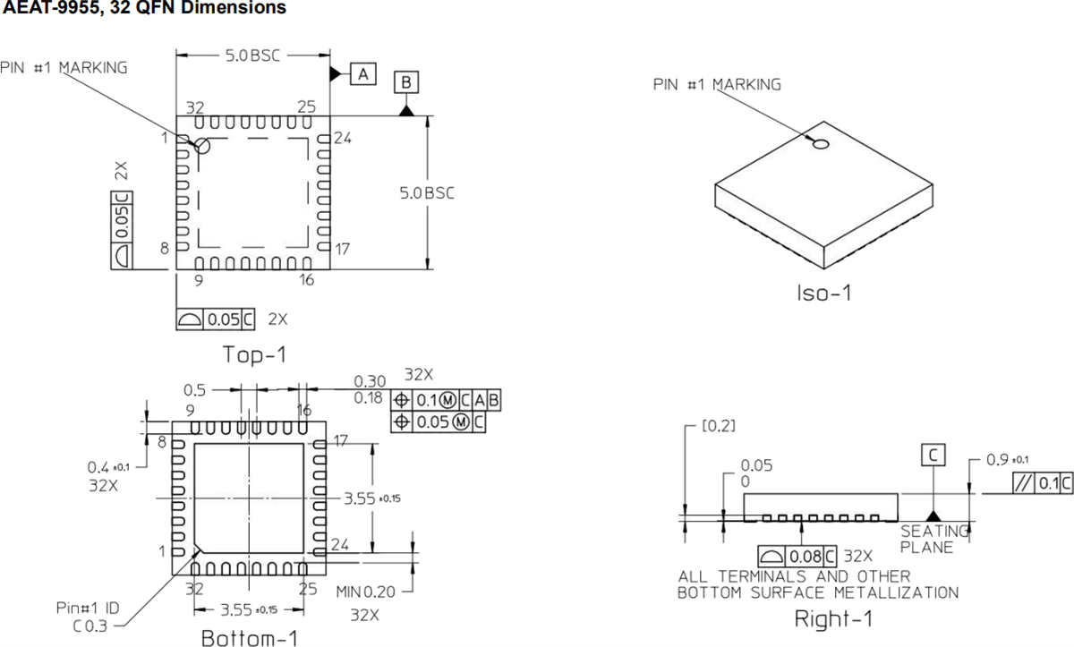 机械图纸 - Broadcom AEAT-9955可编程角度磁性编码器