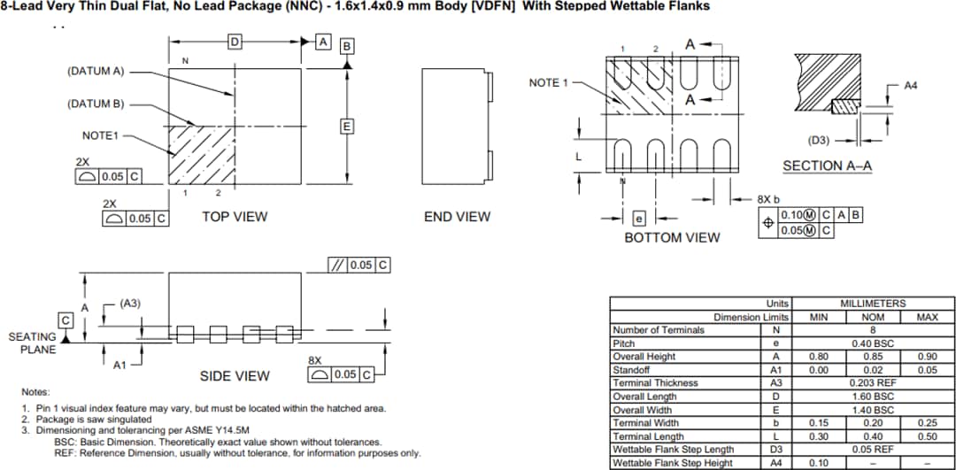 机械图纸 - Microchip Technology SY75602、SY75603、SY75604 PCIe时钟缓冲器