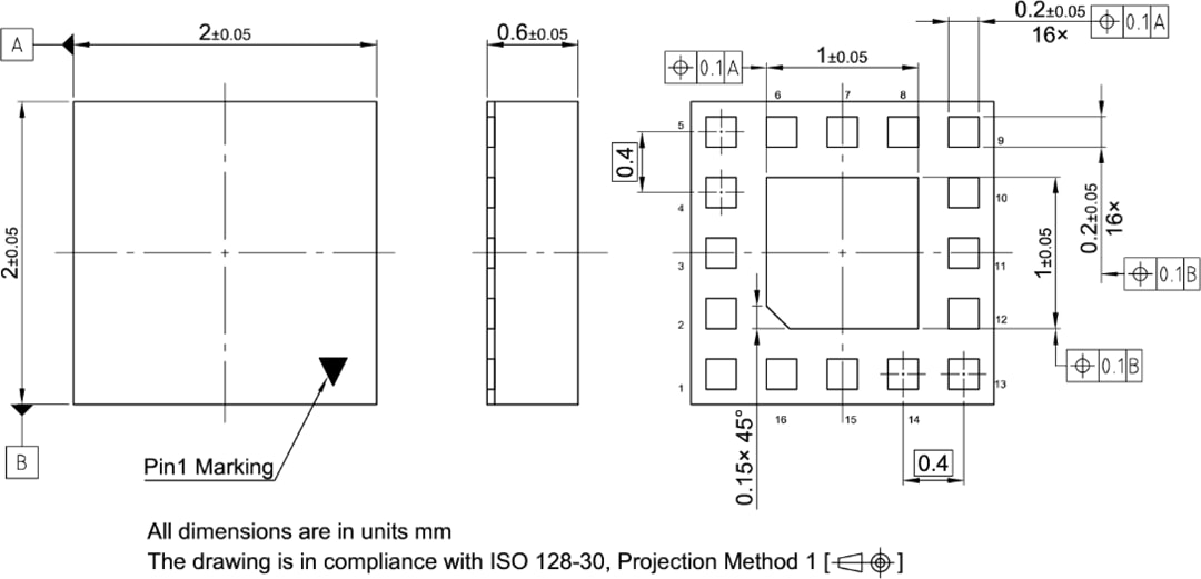 机械图纸 - Infineon Technologies BGSX33M5U16射频CMOS开关