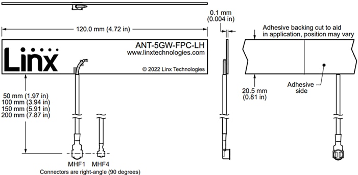 TE Connectivity / Linx Technologies ANT-5GW-FPC-LH柔性蜂窝Sub-6 5G天线