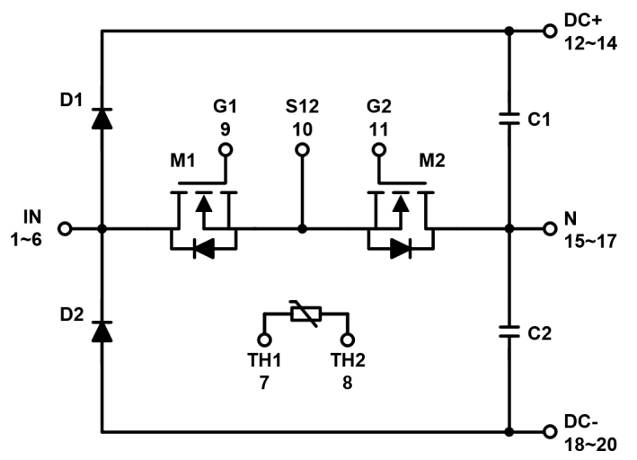 原理图 - onsemi NXH020U90MNF2碳化硅 (SiC) 模块