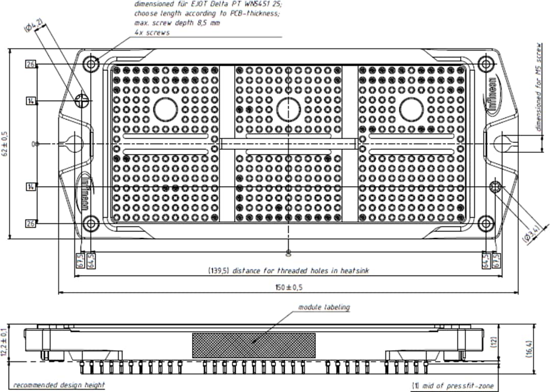 机械图纸 - Infineon Technologies F3L600R10W4S7F_C22 EasyPACK™ IGBT模块