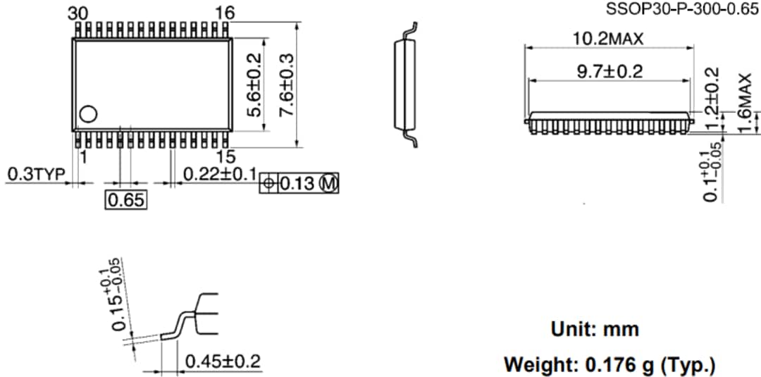 机械图纸 - Toshiba TPD2015FN高侧智能电源开关