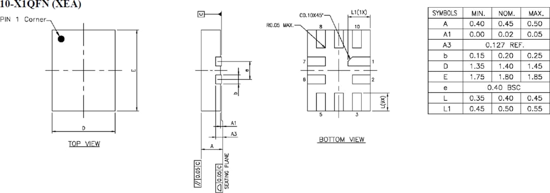 机械图纸 - Diodes Incorporated PI4ULS3V4103 SIM卡接口电平转换器