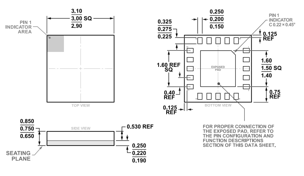 机械图纸 - Analog Devices Inc. ADRF5141大功率发射和接收开关IC