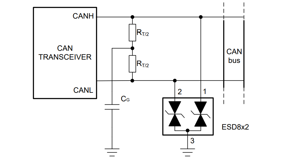 应用电路图 - Texas Instruments ESD8x2双通道36V ESD保护二极管
