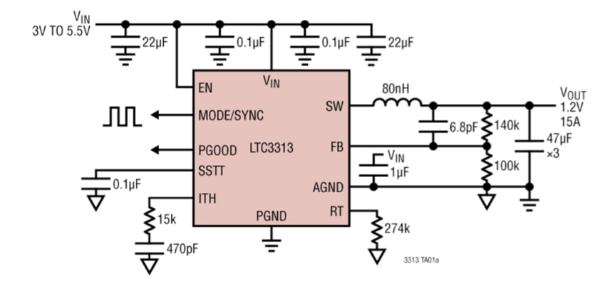 应用电路图 - Analog Devices Inc. LTC3313降压型Silent Switchers®