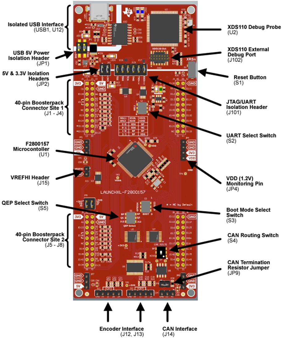 机械图纸 - Texas Instruments LAUNCHXL-F2800157 Launchpad™开发套件