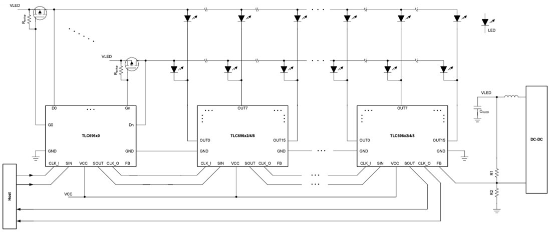 原理图 - Texas Instruments TLC696x0/TLC696x0-Q1 8线路扫描MOSFET控制器