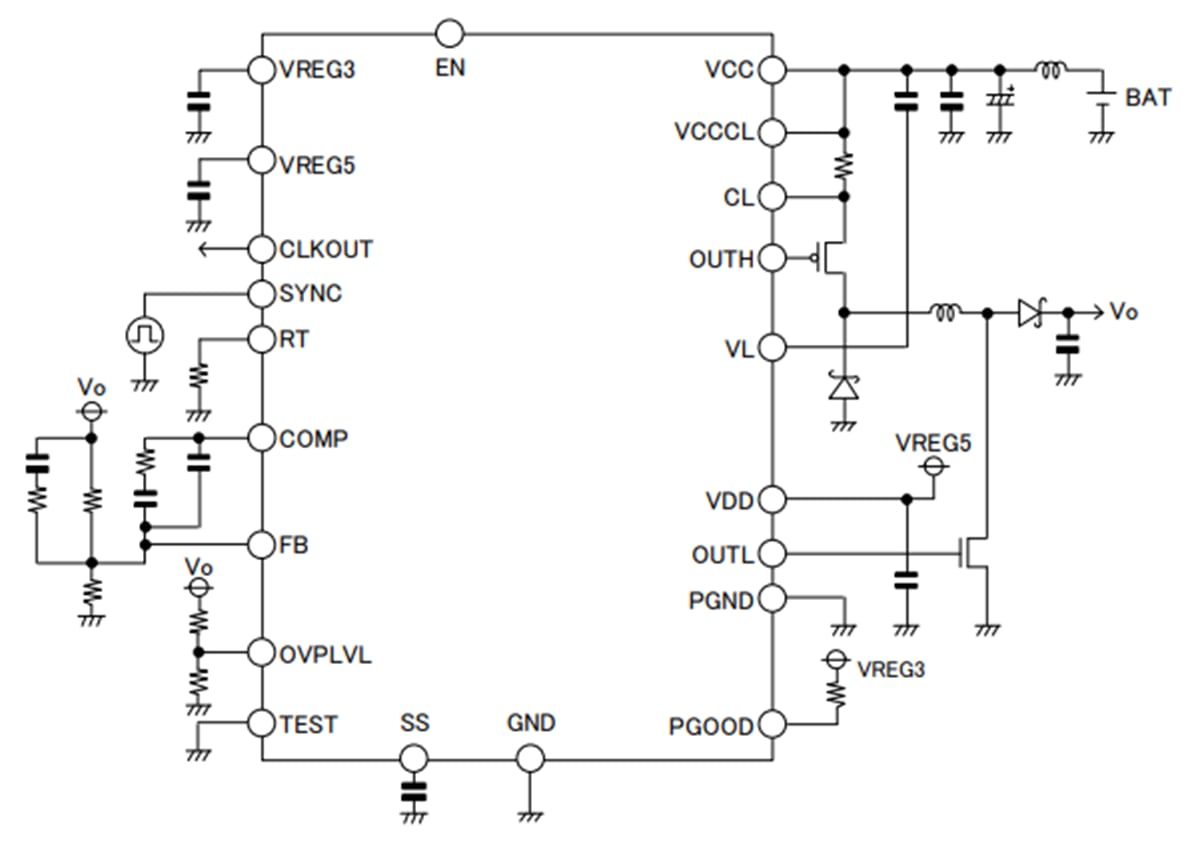 应用电路图 - ROHM Semiconductor BD9036EFV-C降压-升压型开关稳压器