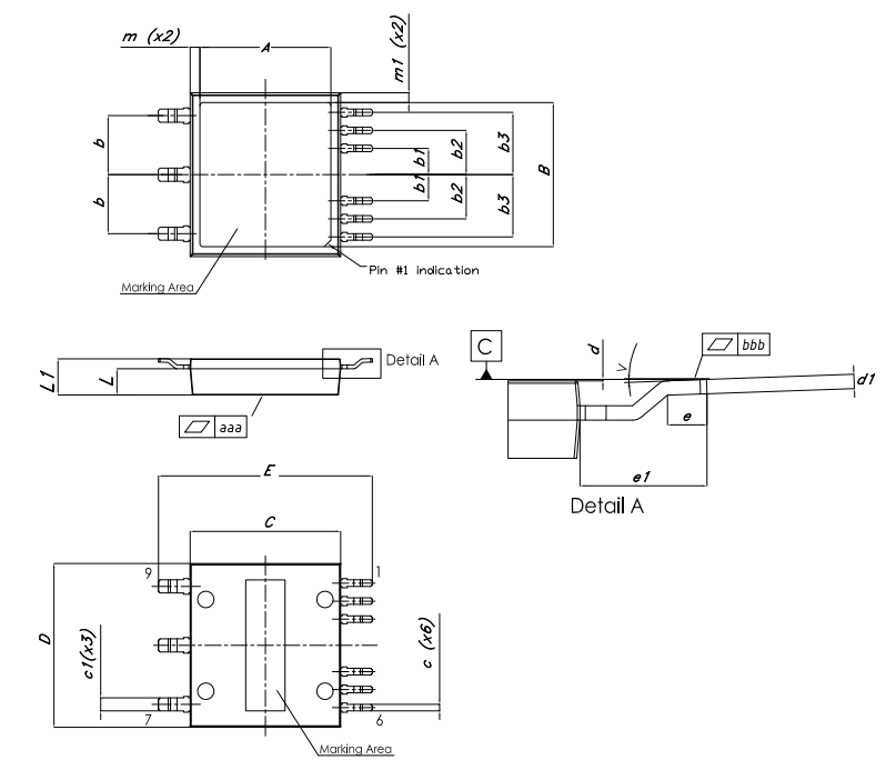 机械图纸 - STMicroelectronics SH63N65DM6AG功率MOSFET