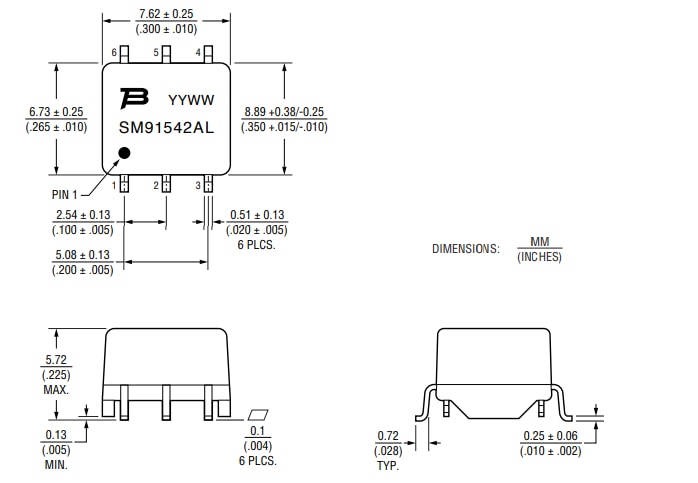 机械图纸 - Bourns SM91542AL BMS变压器