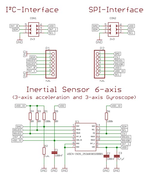 原理图 - Würth Elektronik WSEN-EVAL 6轴IMU传感器评估板