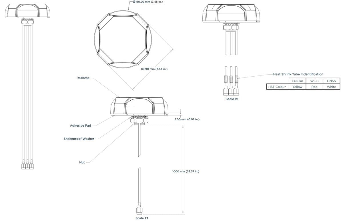 机械图纸 - TE Connectivity VersAnte L000321-01蜂窝式磁片天线