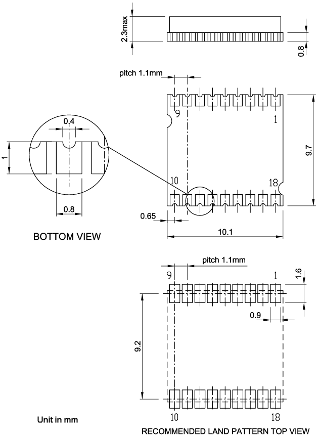 机械图纸 - STMicroelectronics Teseo-LIV4F微型GNSS双频带模块