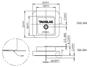 Mechanical Drawing - Taoglas Accura Passive L1/L2 GNSS Antennas