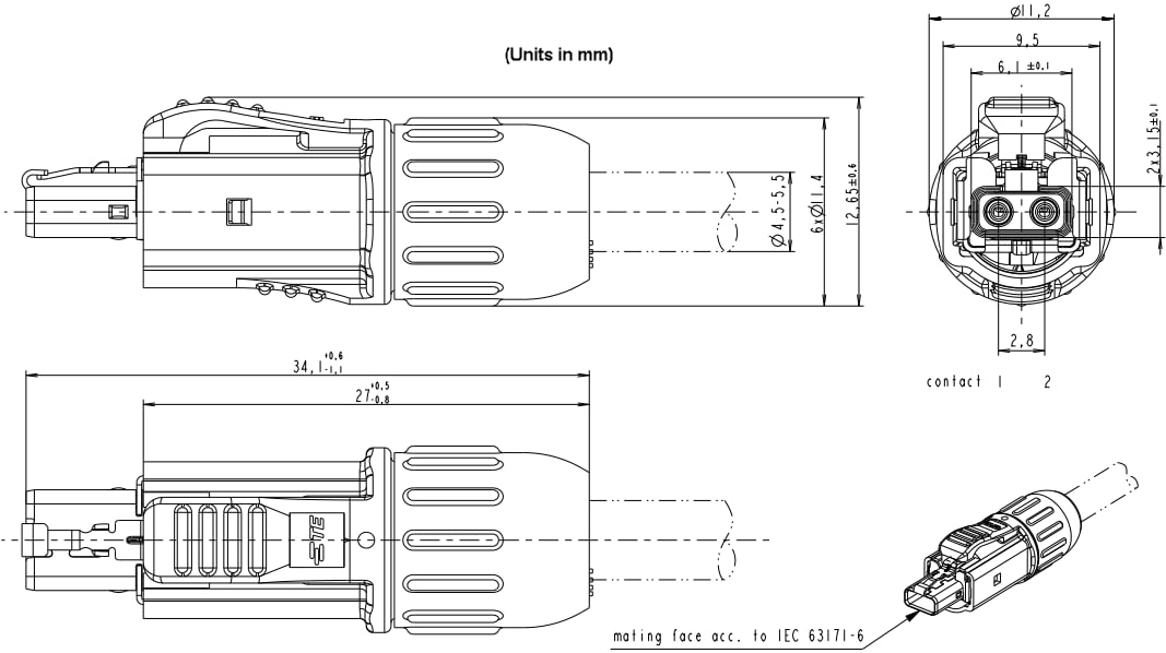 机械图纸 - TE Connectivity SPE T1工业连接器IP20