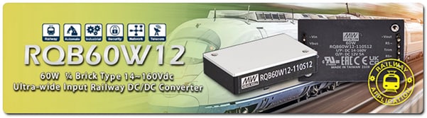 MEAN WELL RQB60W12四分之一砖铁路DC-DC转换器